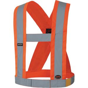 5491 High-Visibility 4" Wide Adjustable Safety Sash - High Visibility Orange, Silver, One Size, Meets/Exceeds CSA Z96 Class 2 - Level 2, ANSI/ISEA 107-2020 Class 1 Type O, Hook & Loop