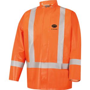 5990J Super Heavy-Duty FR/Arc Resistant Safety Rain Jacket - Small, Medium, Large, X-Large, 2X-Large, 3X-Large, 4X-Large, High Visibility Orange, 11 cal/cm², NFPA 70E, 2, CSA Z462-21, EBTAS 50 cal/cm²
