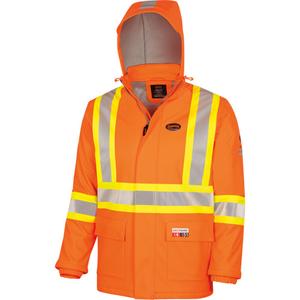 5884 Flash-Gard® FR/Arc-Rated Waterproof Jacket with Hood - Small, Medium, Large, X-Large, 2X-Large, 3X-Large, 4X-Large, 5X-Large, High Visibility Orange, 51 cal/cm², ASTM F1959, 4, EBT 57 cal/cm², HAF 94%