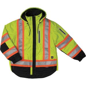 Ripstop 4-in-1 Safety Jacket - High Visibility Lime-Yellow, Silver/Orange, 2X-Large, Polyester, Meets/Exceeds CSA Z96 Class 2 - Level 2, ANSI Type R Class 3