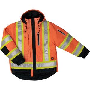 Ripstop 4-in-1 Safety Jacket - High Visibility Orange, Silver/Lime-Green, Medium, Polyester, Meets/Exceeds CSA Z96 Class 2 - Level 2, ANSI Type R Class 3