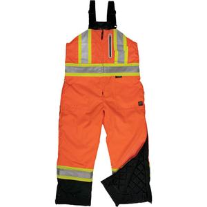 Ripstop Insulated Safety Bib Overall - High Visibility Orange, Silver/Lime-Green, 2X-Large, X-Small, Small, Medium, Large, X-Large, 3X-Large, 4X-Large, 5X-Large, Polyester, ANSI Type E