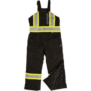 Ripstop Insulated Safety Bib Overall - Black, Silver/Lime-Green, 2X-Large, X-Small, Small, Medium, Large, X-Large, 3X-Large, 4X-Large, 5X-Large, Polyester, ANSI Type E