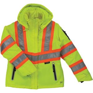 Women’s Insulated Flex Safety Jacket - High Visibility Lime-Yellow, Silver/Orange, 2X-Large, Polyester, Meets/Exceeds CSA Z96 Class 2 - Level 2, ANSI Type R Class 3