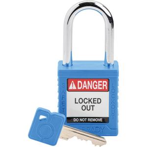 Compact Lockout Padlock - Safety Padlock, 1-1/2", 17/100", 1-1/2", Nylon, Steel, Blue, Keyed Different, 1-2/5", 1