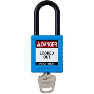Standard Lockout Padlock - Safety Padlock, 1-1/2", 1/4", 1-1/2", Nylon, Plastic, Blue, Keyed Different, 1-3/4", 1
