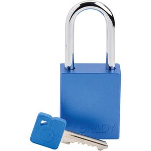 Lockout Padlock - Safety Padlock, 1-1/2", 1/4", 1-1/2", Aluminum, Steel, Blue, Keyed Different, 1-4/5", 1