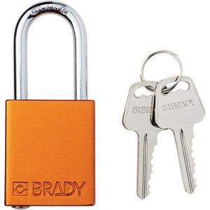 Lockout Padlock - Safety Padlock, 1-1/2", 1/4", 1-1/2", Aluminum, Steel, Orange, Keyed Different, 1-4/5", 2