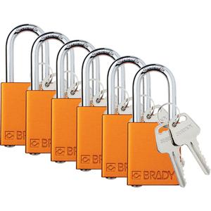 Lockout Padlock - Safety Padlock, 1-1/2", 1/4", 1-1/2", Aluminum, Steel, Orange, Keyed Alike, 1-4/5", 2