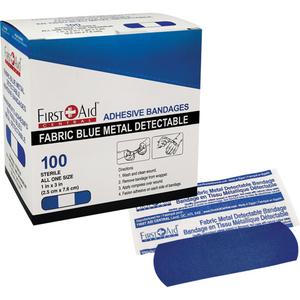 Bandages - Rectangular/Square, 3", 1", Fabric Metal Detectable, Sterile, Non-Medical, Blue