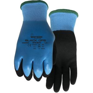 Stealth Black Ops Water-Resistant Gloves - Small, Medium, Large, X-Large, 2X-Large, 15, Glass Fibre/Polyester, Rubber Latex, Dipped Palm, ASTM ANSI Level A4, EN 388 Level 2, EN 388 Level 4, EN 388 Level 3/ANSI/ISEA 105 Level 4