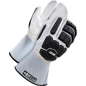 Lined 1-Finger Mitt with 5" Cuff - Large, Medium, Small, 2X-Large, 3X-Large, X-Large, X-Small, Goatskin, Not Coated, Not Coated, ASTM ANSI Level A6, ANSI/ISEA 105 Level 4, Unrated, ANSI/ISEA 105 Level 4