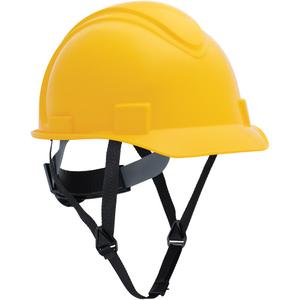 North Short Brim Hardhat - Ratchet, Yellow, Red, Dark Blue, Non-Vented, Meets/Exceeds CSA Type 1/ANSI Type I, ANSI Class E/Meets/Exceeds CSA Class E, HDPE, Honeywell adapter CP5005 plastic face-shield bracket