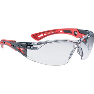 Rush+ Small Safety Glasses - None, Clear, Anti-Fog/Anti-Scratch, PC/TPR, Rimless, Pink & White