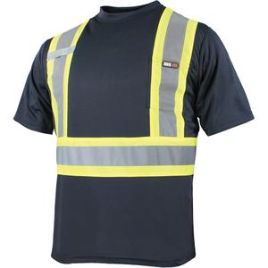 Quick Dry Short Sleeves T-Shirt - Navy Blue, Silver/Lime-Green, Small, Medium, Large, X-Large, 2X-Large, Polyester, None