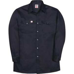 Long-Sleeve Industrial Work Shirt - Cotton, 2X-Large, Small, Medium, Large, X-Large, 3X-Large, Navy Blue, Men's