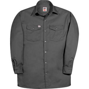 Premium Long-Sleeve Work Shirt - Poly-Cotton, 2X-Large, 3X-Large, 4X-Large, 5X-Large, Charcoal, Men's, 65% Polyester / 35% Cotton