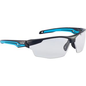TRYON Ultra-Wraparound Safety Glasses - None, Clear, Anti-Fog/Anti-Scratch, Half, PC/TPR, Black/Blue