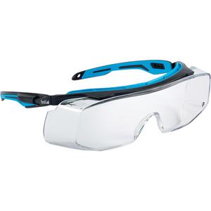 TRYON OTG Ultra-Wraparound Safety Glasses - None, Clear, Anti-Fog/Anti-Scratch, OTG, PC/TPR, Black/Blue