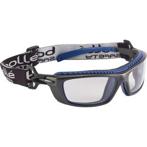 BAXTER Wraparound Safety Glasses - None, Clear, Anti-Fog/Anti-Scratch, Hybrid, Polycarbonate, Black/Blue
