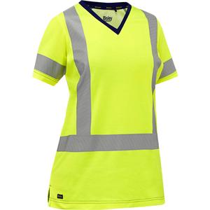 Bisley® Women's X-Back Short Sleeve Shirt - High Visibility Lime-Yellow, Silver, Small, Medium, Large, X-Large, 2X-Large, 3X-Large, Poly-Cotton, Meets/Exceeds CSA Z96 Class 2 - Level 2