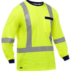 Bisley® X-Back Long Sleeve Shirt - High Visibility Lime-Yellow, Silver, Small, Medium, Large, X-Large, 2X-Large, 3X-Large, 4X-Large, 5X-Large, Poly-Cotton, Meets/Exceeds CSA Z96 Class 2 - Level 2
