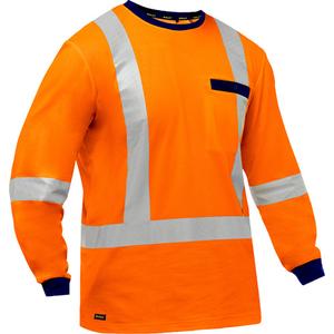 Bisley® X-Back Long Sleeve Shirt - High Visibility Orange, Silver, Small, 3X-Large, 4X-Large, 5X-Large, Poly-Cotton, Meets/Exceeds CSA Z96 Class 2 - Level 2, ANSI 107 Type/Class R3