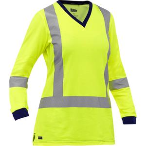 Bisley® Women's X-Back Long Sleeve Shirt - High Visibility Lime-Yellow, Silver, Small, Medium, Large, X-Large, 2X-Large, 3X-Large, Poly-Cotton, Meets/Exceeds CSA Z96 Class 2 - Level 2