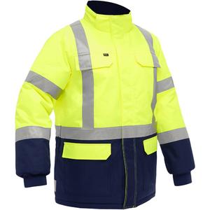 Bisley® X-Back Extreme Cold Jacket with Navy Bottom - High Visibility Lime-Yellow, Silver, 2X-Large, Polyester, Meets/Exceeds CSA Z96 Class 2 - Level 2, ANSI 107 Type/Class R3