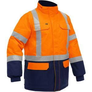 Bisley® X-Back Extreme Cold Jacket with Navy Bottom - High Visibility Orange, Silver, 2X-Large, Polyester, Meets/Exceeds CSA Z96 Class 2 - Level 2, ANSI 107 Type/Class R3