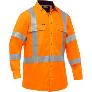 Bisley® X-Back Long Sleeve Work Shirt with X-Airflow™ - High Visibility Orange, Silver, Small, Medium, Large, X-Large, 2X-Large, 3X-Large, 4X-Large, 5X-Large, Poly-Cotton, Meets/Exceeds CSA Z96 Class 2 - Level 2