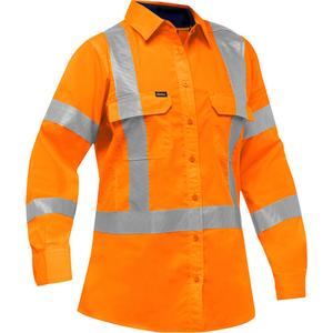 Bisley® X-Back Women's Long Sleeve Work Shirt with X-Airflow™ - High Visibility Orange, Silver, Small, Medium, Large, X-Large, 2X-Large, 3X-Large, Poly-Cotton, Meets/Exceeds CSA Z96 Class 2 - Level 2