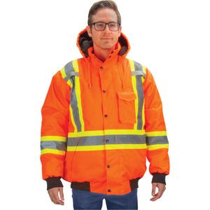 Waterproof 7-in-1 Winter Parka - High Visibility Orange, Silver/Yellow, Medium, Large, X-Large, 2X-Large, 3X-Large, Polyester, Meets/Exceeds CSA Z96 Class 2 - Level 2/ANSI/ISEA 107 Class 3, Polyester Mesh