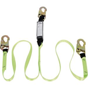 SA-54000-6 Shock Absorbing Lanyard - 6', Meets/Exceeds CSA-Z259.11, 110 lbs., 220 lbs., Snap Hook, Snap Hook, Polyester, Pack, 2, 4' at 220 lbs., 6', 1800 lbs., 3