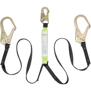 SA-64022-6 Shock Absorbing Lanyard - 6', Meets/Exceeds CSA-Z259.11, 200 lbs., 350 lbs., Snap Hook, Form Hook, Polyester, Pack, 2, 4.4' at 350 lbs., 6', 1800 lbs., 3