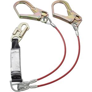 SA-55522-4 PVC-Coated Shock Absorbing Lanyard - 4', Meets/Exceeds CSA-Z259.11, 110 lbs., 220 lbs., Snap Hook, Form Hook, Galvanized Steel, Pack, 2, 4' at 220 lbs., 6', 1800 lbs., 3
