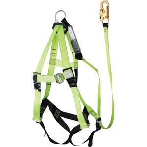 FBH-10000A6440-4 4' Class A Harness & Lanyard with 350 lbs. Capacity - Harness/Lanyard Combo, CSA Z259.10-18, CSA Z259.11-17, Snap Hook, Contractor Series, 200 - 350 lbs. (90 - 159 kg)