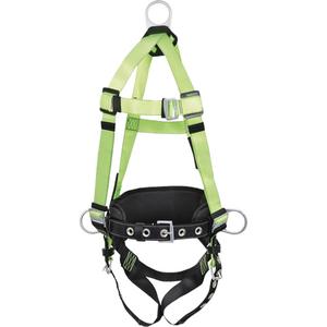 FBH10020A1020-L  Contractor Series Safety Harness - Work Positioning/Fall Arrest, AP, Large, Back - Side, Tongue Buckle, Pass-Through/Mating, Friction, 3