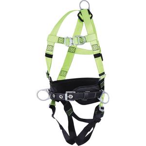 FBH10000L1020-S  Contractor Series Safety Harness with Positioning Belt - Work Positioning/Ladder Climbing/Arc-Resistant, ALP, Small, Back - Front - Side, Pass-Through/Mating, Pass-Through/Mating, Friction