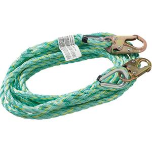 VL-1122-100 Vertical Lifeline Rope with Anchor End Snap Hook - 100', Copolymer, (2) Snap Hooks, 5/8" (16 mm), 6000 lbs. (27 kN), CSA Z259.2.5-2012, ANSI Z359