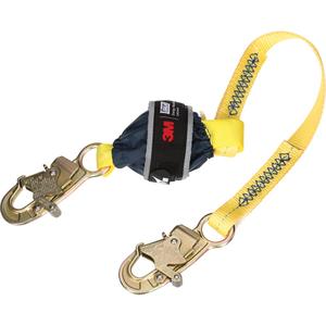 Web Shock-Absorbing Lanyard - 3', 132 lbs., 310 lbs., Snap Hook, Snap Hook, Polyester, Pack, 1, Zinc Plated Steel, Zinc Plated Steel, Fixed, Web