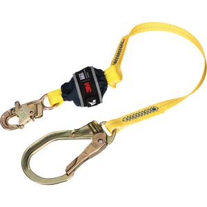 Web Shock-Absorbing Lanyard - 4', 132 lbs., 310 lbs., Snap Hook, Rebar Hook, Polyester, Pack, 1, Zinc Plated Steel, Zinc Plated Steel, Fixed, Web