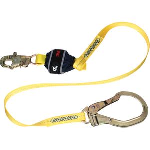 Web Shock-Absorbing Lanyard - 6', 132 lbs., 310 lbs., Snap Hook, Rebar Hook, Polyester, Pack, 1, Zinc Plated Steel, Zinc Plated Steel, Fixed, Web