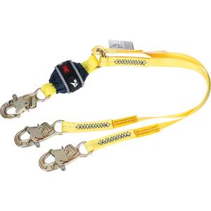 Twin-Leg Web Shock-Absorbing Lanyard - 4', 132 lbs., 310 lbs., Snap Hook, Snap Hook, Polyester, Pack, 2, Zinc Plated Steel, Zinc Plated Steel, Fixed, Web
