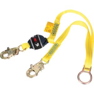 Tie-Back Web Shock-Absorbing Lanyard - 6', 132 lbs., 310 lbs., Snap Hook, Snap Hook, Polyester, Pack, 1, Zinc Plated Steel, Zinc Plated Steel, Fixed, Web