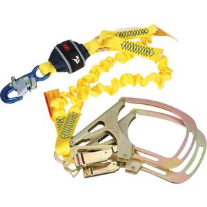 Twin-Leg Stretch Web Shock-Absorbing Lanyard - 6', 132 lbs., 310 lbs., Snap Hook, Rebar Hook, Pack, 2, Zinc Plated Steel, Anodized Aluminum, Variable/Elastic, Web