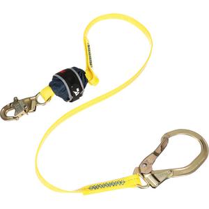 Coated Web Shock-Absorbing Lanyard - 6', 132 lbs., 310 lbs., Snap Hook, Rebar Hook, Pack, 1, Zinc Plated Steel, Zinc Plated Steel, Fixed, Web