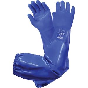 Integra™ 77-395 Triple-Dipped Chemical-Resistant Gloves - 8, 9, 10, 11, 28", Shoulder Length, PVC, Cotton, EN 374:2016-1 Type B, JKL, Blue, EN 388 Level 4, EN 388 Level 1, EN 388 Level 2