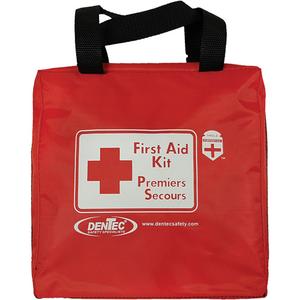 Shield™ First Aid Kit - Meets CSA Z1220-17 Type 1 Personal/British Columbia, Personal (1 Worker), Pouch, Bulk, (12) 3/4 x3 Plastic Adhesive Strips; (1) Elastoband Knuckles L/S singles; (6) Gauze Pads Sterile 3" x 3"; (2) Bandage Compress Sterile 10CM X 10CM (4" X 4"); (6) Alcohol Prep Pads; (4) Handcleansers; (1) Adhesive Tape (core) 2.5 cm x 4.5 m; (1) Biohazard Disposal Bag; (1) Triangular Bandage 40"; (1) Splinter Forcepts Fine Point 4-1/2" Straight; (1) Rectangular Fabric Bandages 2" X 3"; (1) Ziplock Bag 3" x 4" x 2 mil; MOQ 12; (2) Large Nitrile Gloves Powder Free; (2) Fabric Elastoband Fingertips; (1) Bandage conform 2" x 5 yd (50 mm x 4.5 m); (1) 4" x 4" Ziplock Bag; (1) Accident Record Book; (1) Nylon Soft Pack First Aid Bag #2 Medium
