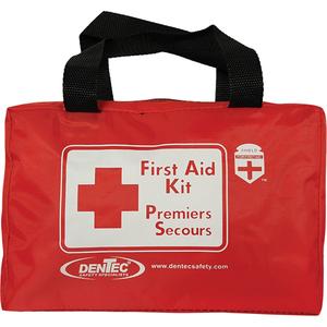 Shield™ First Aid Kit - Meets CSA Z1220-17 Type 2 Low-Risk Environment/British Columbia, Medium (26-50 Workers), Pouch, Bulk, (40) Plastic Adhesive Strips (3/4 x3); (1) Rectangular Fabric Bandages 2" x 3"; (8) Fabric Elastoband Fingertips; (1) Elastoband Knuckles L/S singles; (24) Gauze Pads Sterile 3" x 3"; (4) Bandage Compress Sterile 10CM X 10CM (4" X 4"); (50) Alcohol Prep Pads 200/Box; (12) Handcleansers; (1) Adhesive Tape (core) 2.5 cm x 4.5 m; (2) Biohazard Disposal Bag; (4) Triangular Bandage 40"; (1) Splinter Forcepts Fine Point 4-1/2" Straight; (1) CPRO Shield With 1way valve; (2) Combine Pad/ Abdominal Pad Sterile; 5" x 9"; (2) Conform Bandage 3"; (1) Rescue Sheet / Emergency Blanket  52" x 84"; (1) Ziplock Bag 3" x 4" x 2mil; (8) Large Nitrile Gloves Powder Free; (2) Bandage conform 2" x 5 yd (50 mm x 4.5 m); (1) Bandage Scissors 5-1/2 SS Curved Blunt Nose; (1) Bag Ziplock 5" x 8"; (6) Surgical Mask with Earloops; (2) CeeTec Clear Lens; CSA; (1) Accident Record Book ; (1) Nylon Soft Pack First Aid Bag #2 Medium